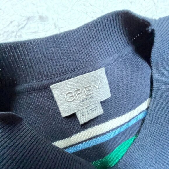 GREY Jason Wu Women's Small Crewneck Short Sleeve Multicolor Striped Knit Dress - Picture 3 of 8